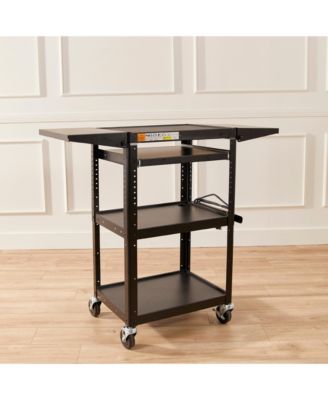 AV Presentation Cart Stand with Drop Leaves, Black, 1