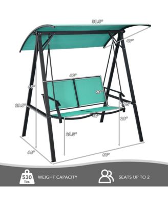 2-Person Outdoor Patio Porch Swing Chair w/ Adjustable Canopy