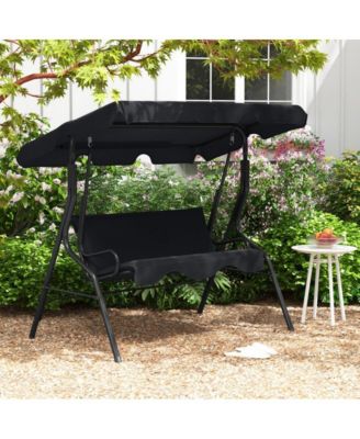3 Seat Outdoor Patio Canopy Porch Swing with Cushioned Steel Frame