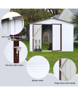 Metal garden sheds 6ftx8ft outdoor storage sheds white+offee