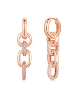 Suzy Levian Sterling Silver Cubic Zirconia Chain Link Drop Earrings