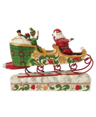 Buddy Elf with Santa in Sleigh Figurine