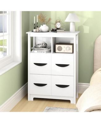 24 Inch Floor Cabinet with 2 Open Compartments and 2 Drawers