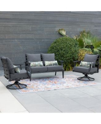 24'' x 24'' Outdoor Deep Seat Chair Cushion Set, Set of 2 Seats, 2 Backs, 2 Pillows (Charcoal)