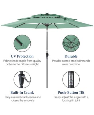 10ft 3-Tier Patio Umbrella, Market Sun Shade w/ Tilt Adjustment, Easy Crank