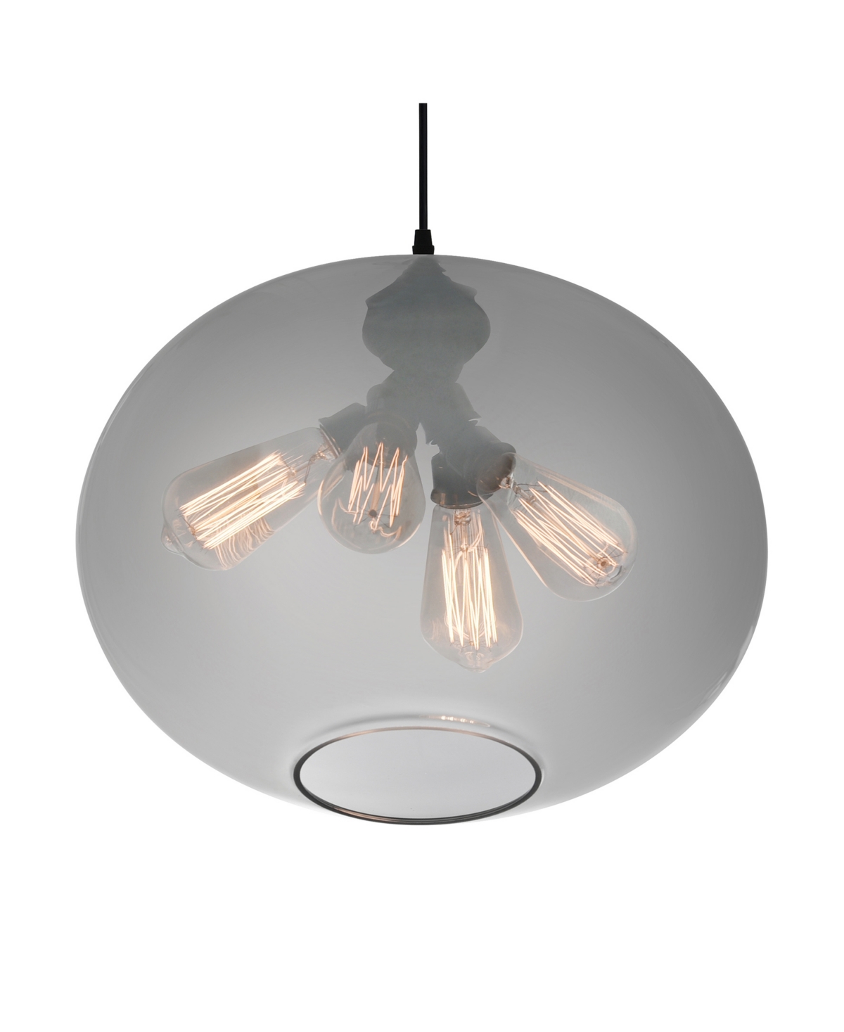 Cwi Lighting 14" Metal Glass 4 Light Down Pendant In Black