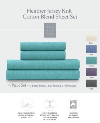 Soft Heather Jersey Knit 4-Pc. Sheet Set, King