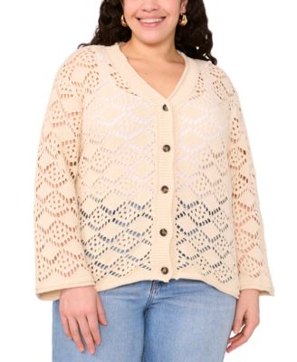 Vince Camuto - Plus Size Pointelle Cotton Cardigan
