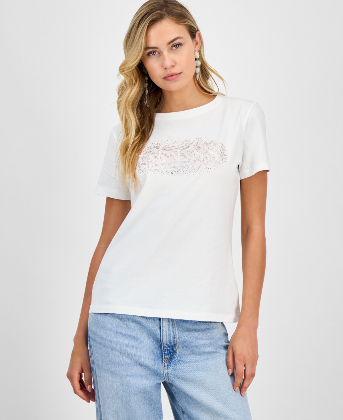 Women's Ingrid Rhinestone Logo T-Shirt - Salt White