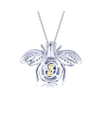 Suzy Levian Sterling Silver Invisible Set Cubic Zirconia Bumble Bee Pendant