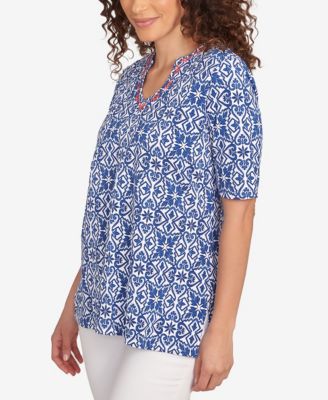 Petite Pacific Medallions Embellished Knit Top