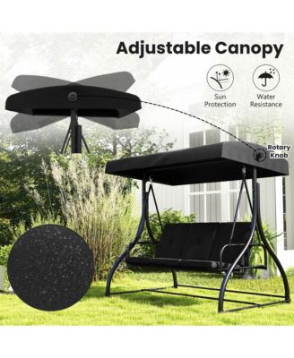 Converting Patio Swing Chair Porch Swing Bed w/Adjustable Canopy & Thickened Cushion