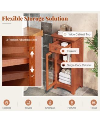 Bathroom Freestanding Storage Cabinet with Single Glass Door