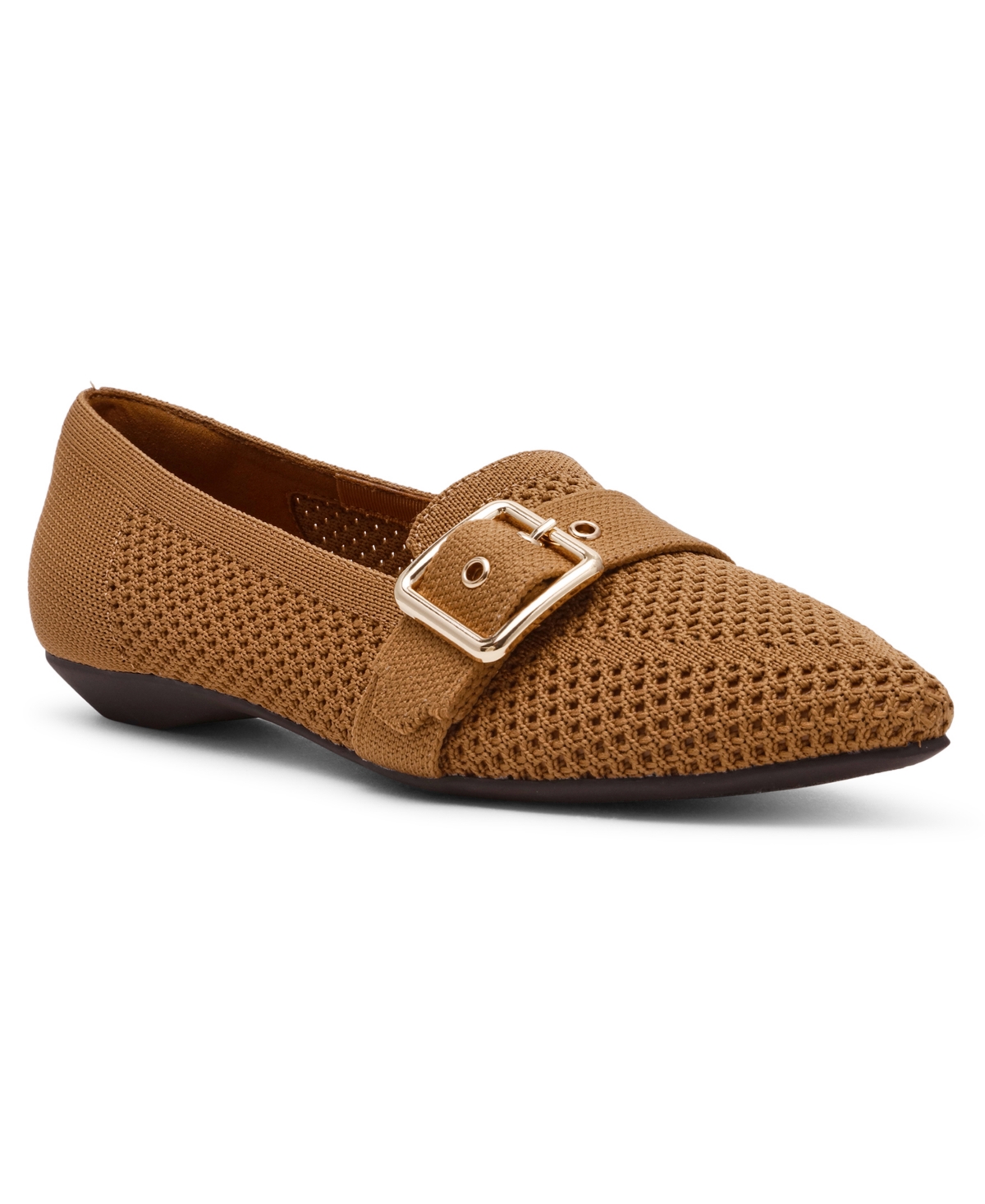 Women's Oakland Buckle Strap Knit Flats - Navy