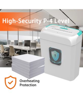 Secure Shredder, Home Office Shredder, high Security, 6-Sheet, Cross-Cut shredding for documents, Mail, Staples, Credit Cards, Equipped Convenient Handle, 3.4-Gallon Wastebasket, White & Blue