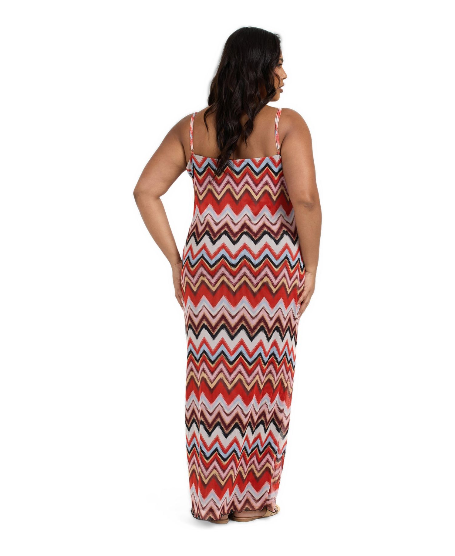 Women's Strapy Retro Print Mesh Maxi Dress