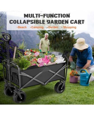 560lbs Heavy Duty Folding Garden Wagon Cart 155L Large Capacity Utility Foldable Beach Cart with All-Terrain Wheels