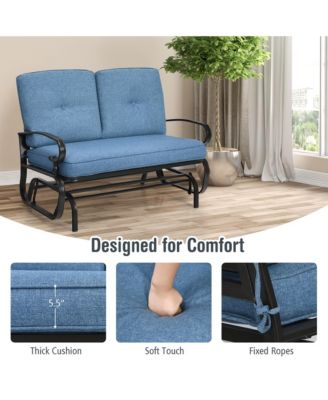 Glider Outdoor Patio Rocking Bench Loveseat Cushioned Seat Steel Frame