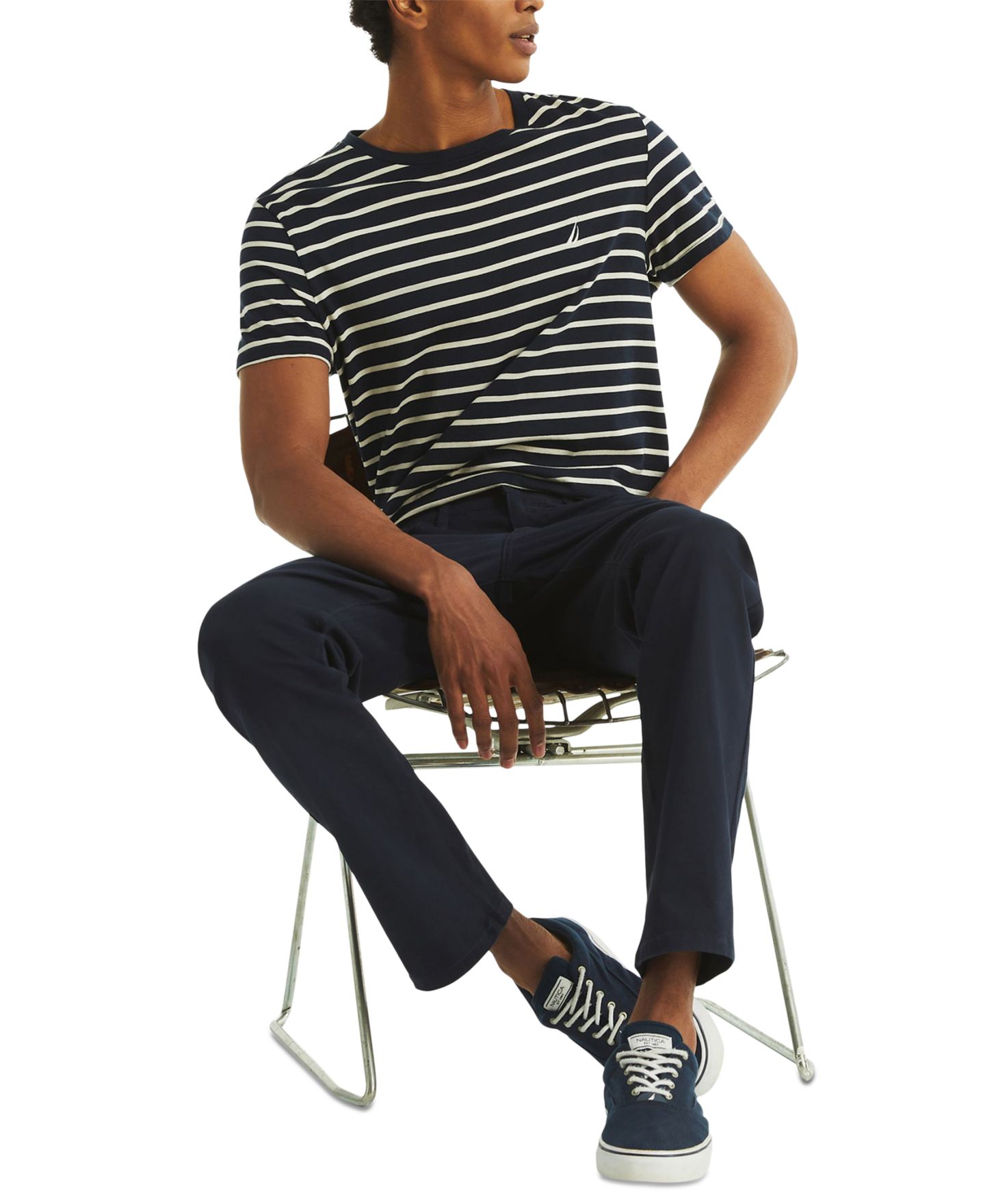 Мужские брюки Nautica Straight-Fit Stretch 5 Pocket, цвет: Тёмный синий — фото 3