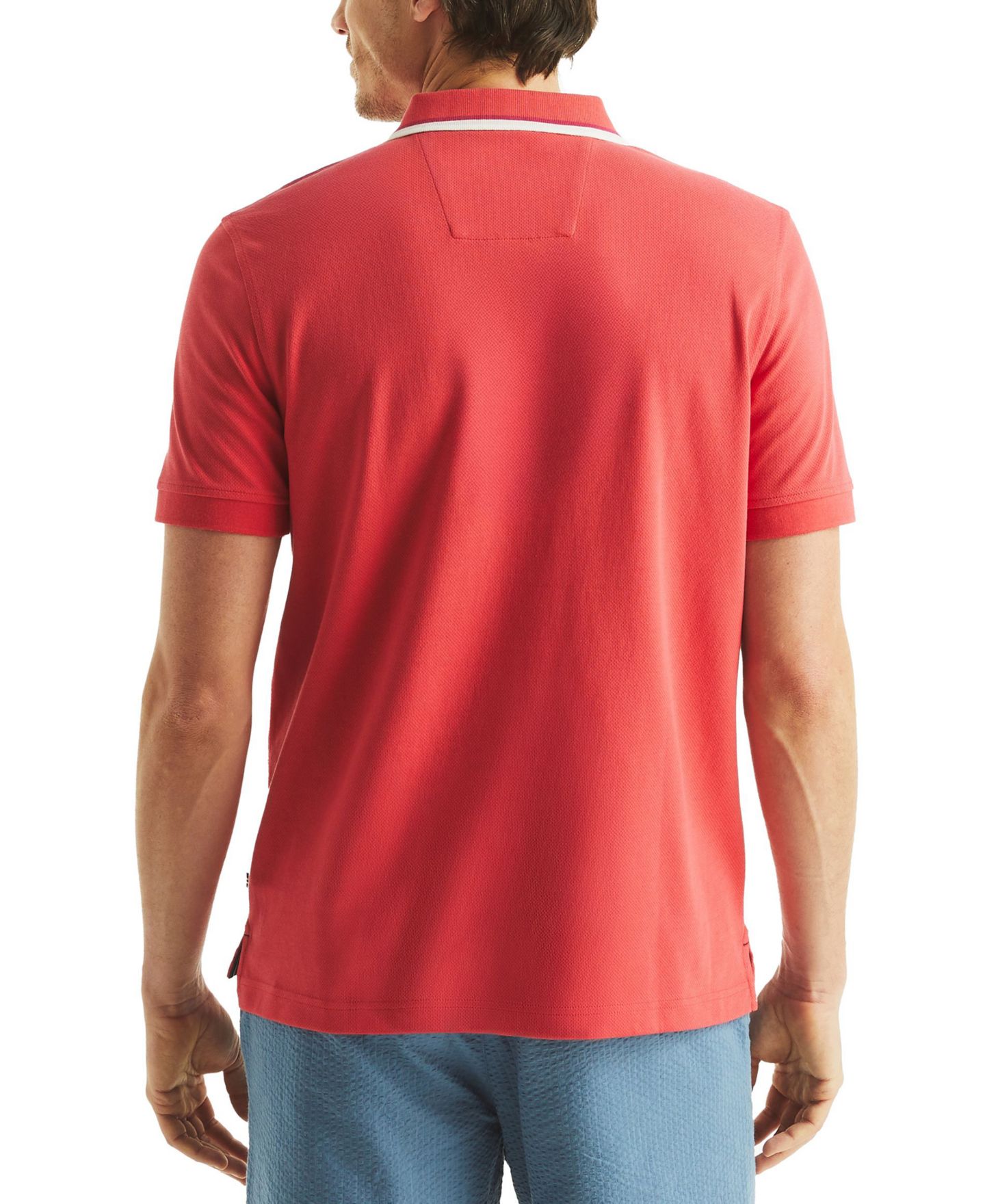 Мужское поло Nautica Textured Tipped Collar Polo Shirt, цвет: Розовый коралловый — фото 2