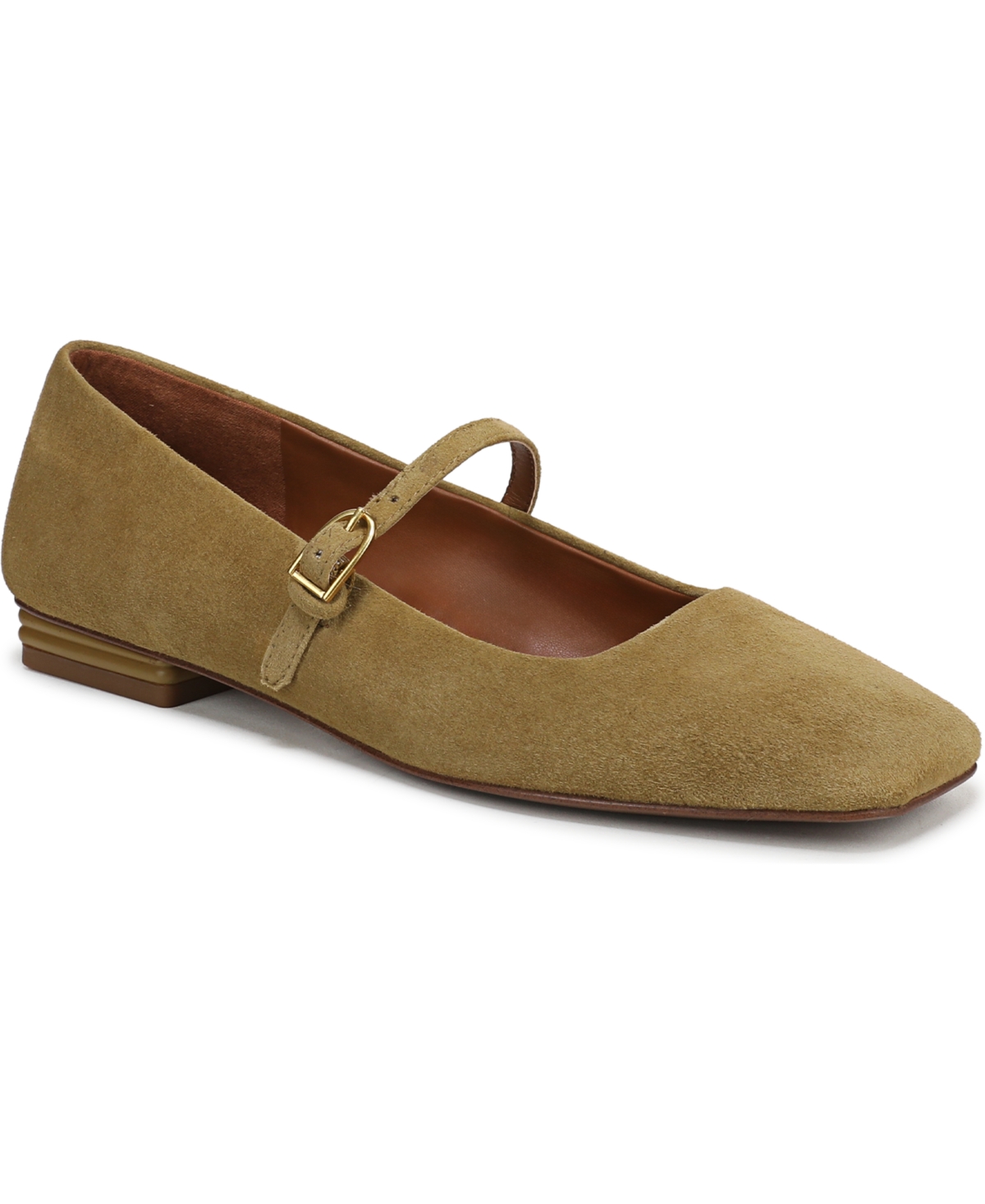 Franco Sarto Women's Tinsley Square Toe Mary Jane Flats - Mustard Brown Suede