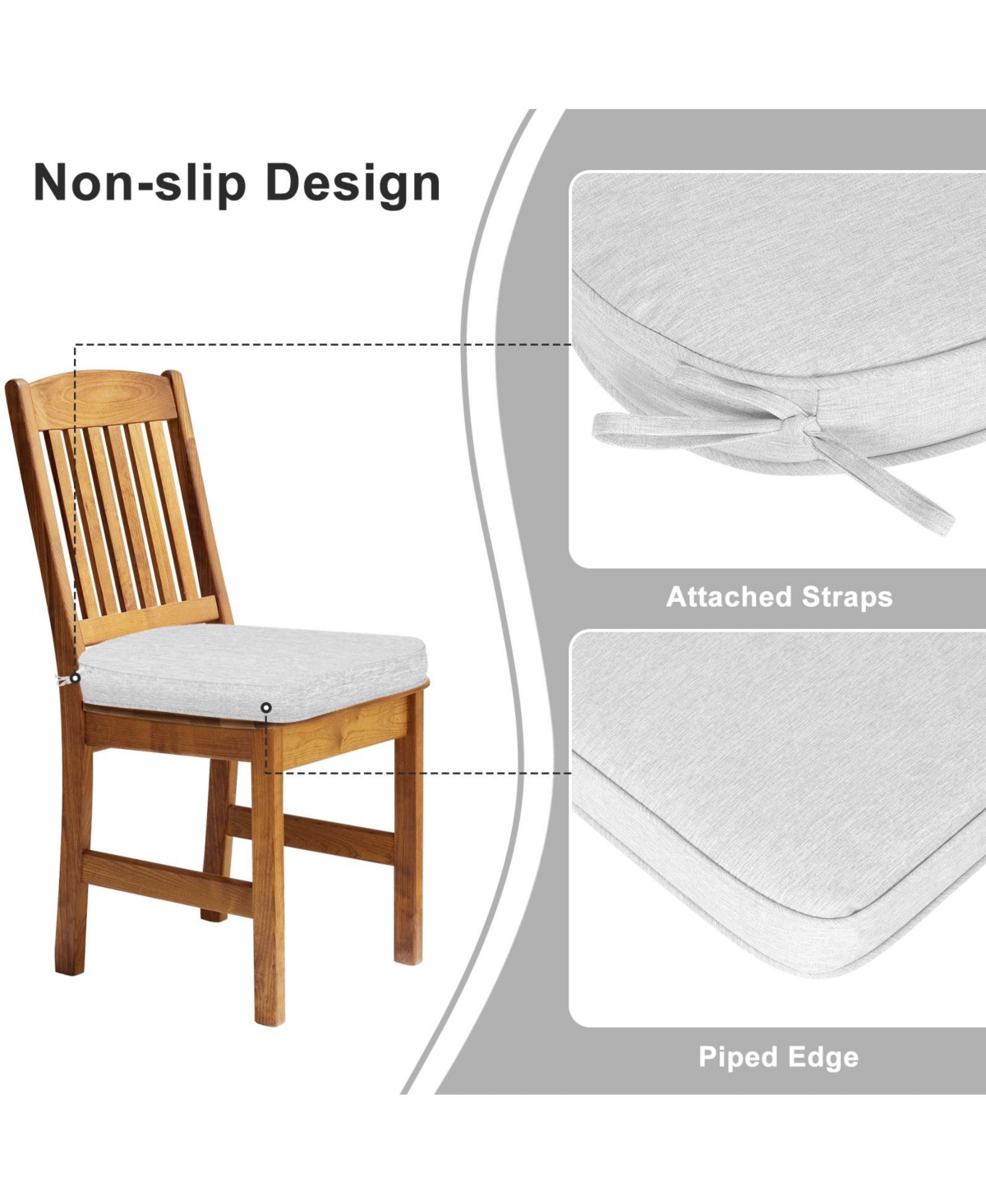 Aoodor Outdoor Dining Chair Cushions Set of 4, Waterproof Patio Furniture Seat Cushions, Pads with Ties, 18 x 19 inch