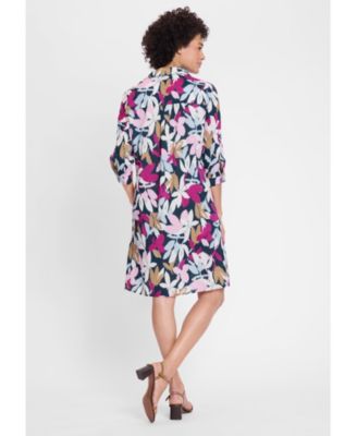 Women's Leaf Print Shirt Dress