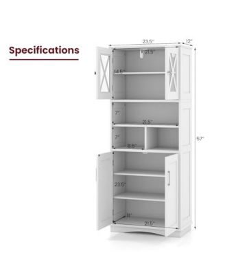 Tall Bathroom Cabinet Large Floor Storage Cabinet with Acrylic Doors and 3 Cubes