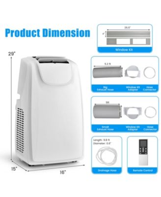 12000 BTU(Ashrae) Dual Hose Portable Air Conditioner with Remote Control