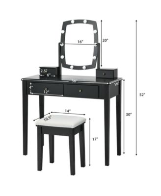 Vanity Table Set with Lighted Mirror for Bedroom and Dressing Room