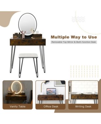 Vanity Desk with Mirror and Lights for Bedroom