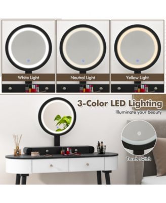 Makeup Vanity Table Set with LED Mirror and 3 Spacious Drawers