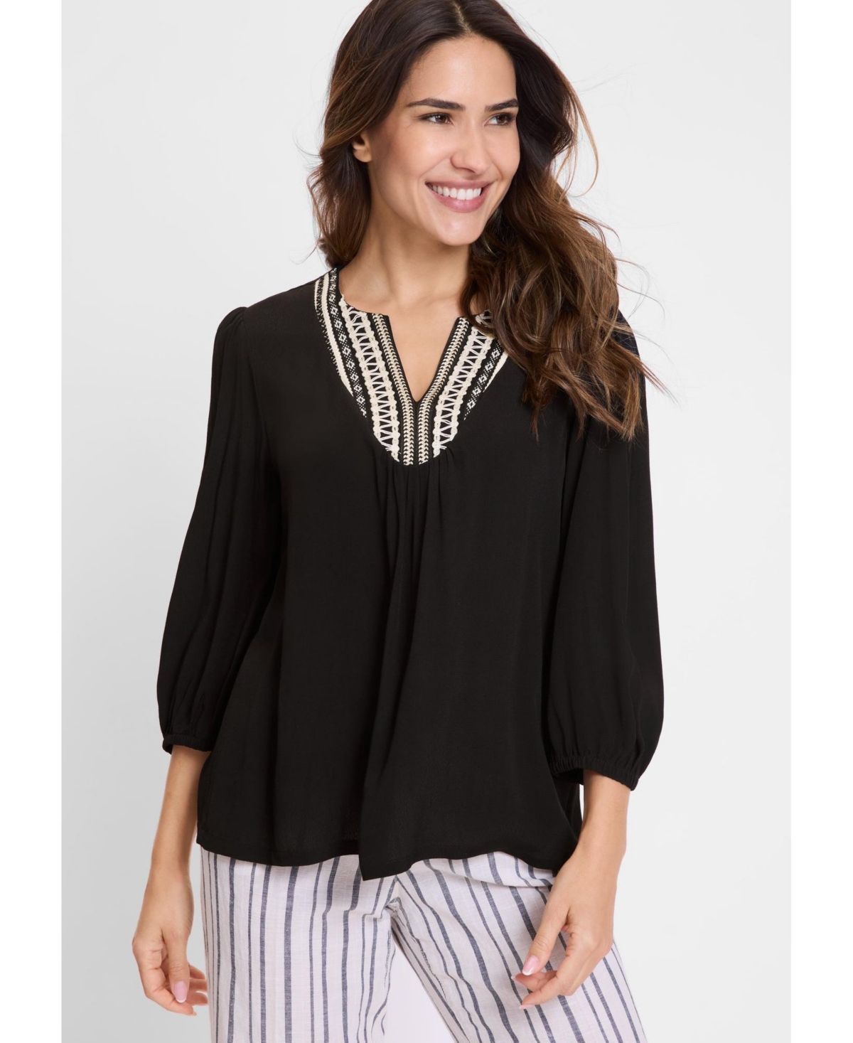 Boho Tunic Blouse - Black