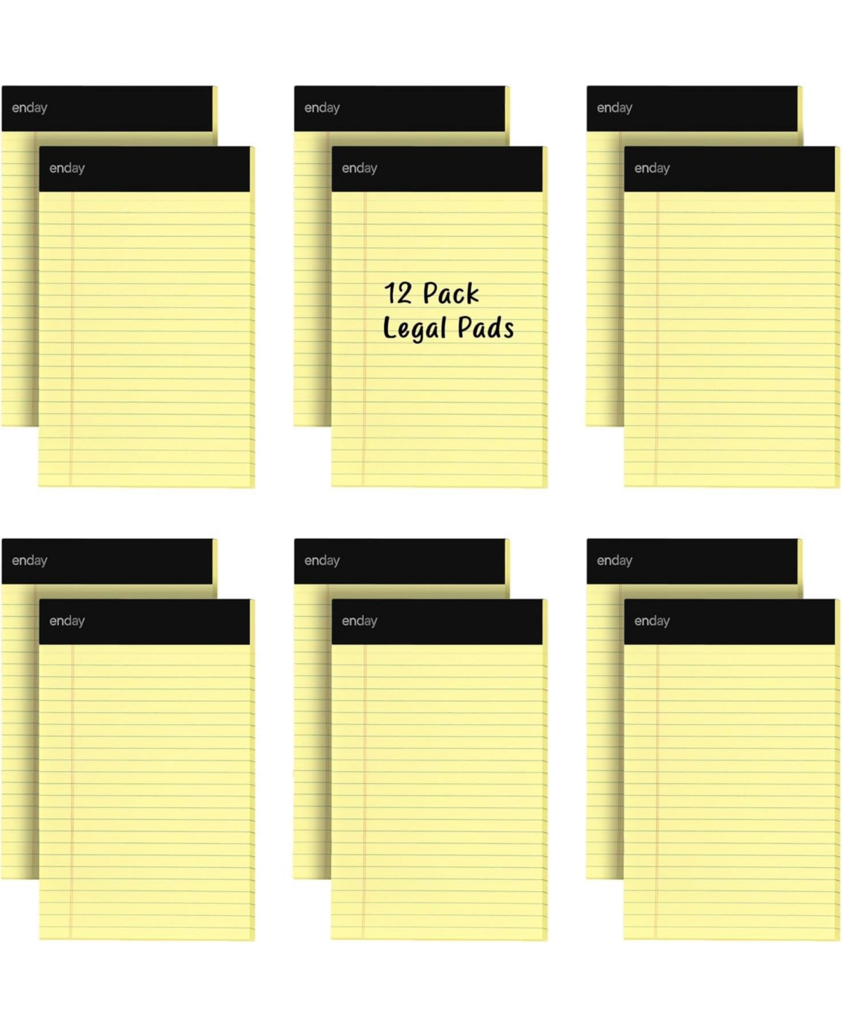 Jr. Legal pad, Small Note Pads Legal Ruled Writing Pad. Perforated Edge. 5&#x22; X 8&#x22; Canary Yellow, Universal, 50 sheets per Pad (Pack of 12) -