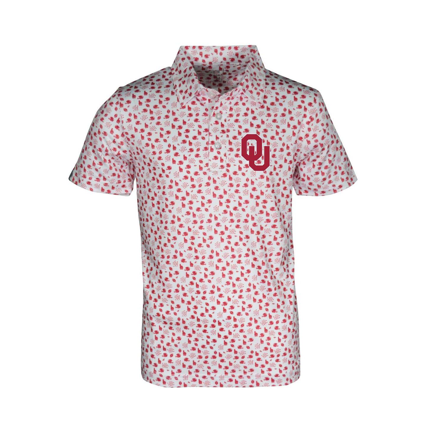 Поло Garb White Oklahoma Sooners Earnest Allover Print Polo для мальчиков-малышей — фото 1