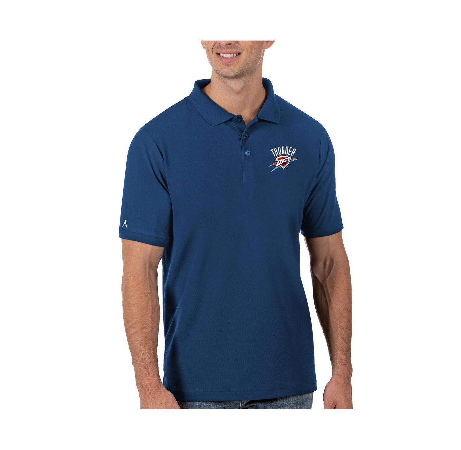 Men's Navy Oklahoma City Thunder Legacy Pique Polo Shirt