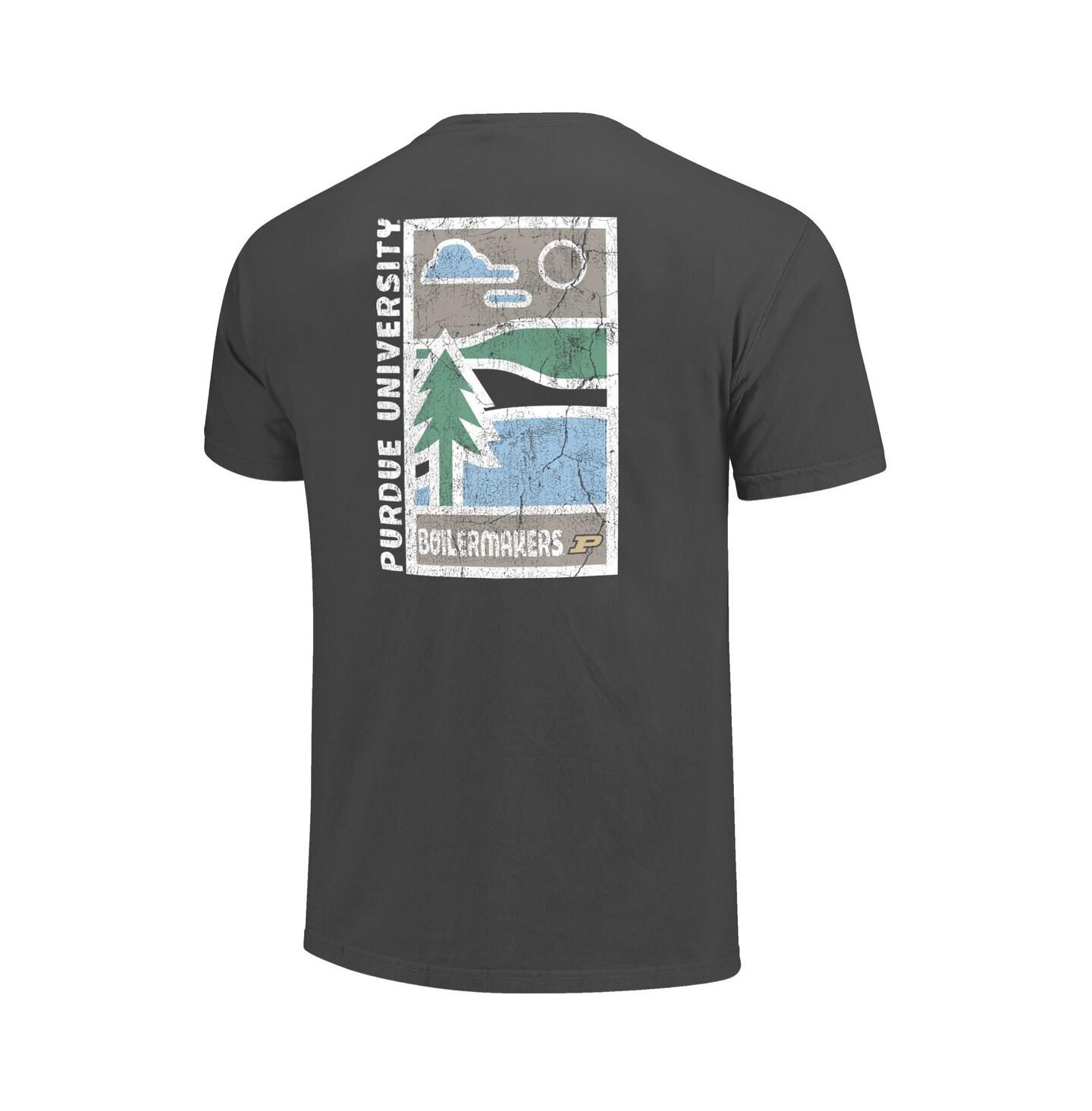 Мужская футболка Image One Graphite Purdue Boilermakers Comfort Colors Minimal Vista Distressed Graphics — фото 3