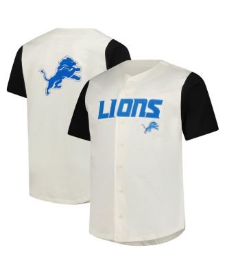 Fanatics - Men's Big Tall Cream Detroit Lions Vintage Short Sleeve Button-Down T-Shirt