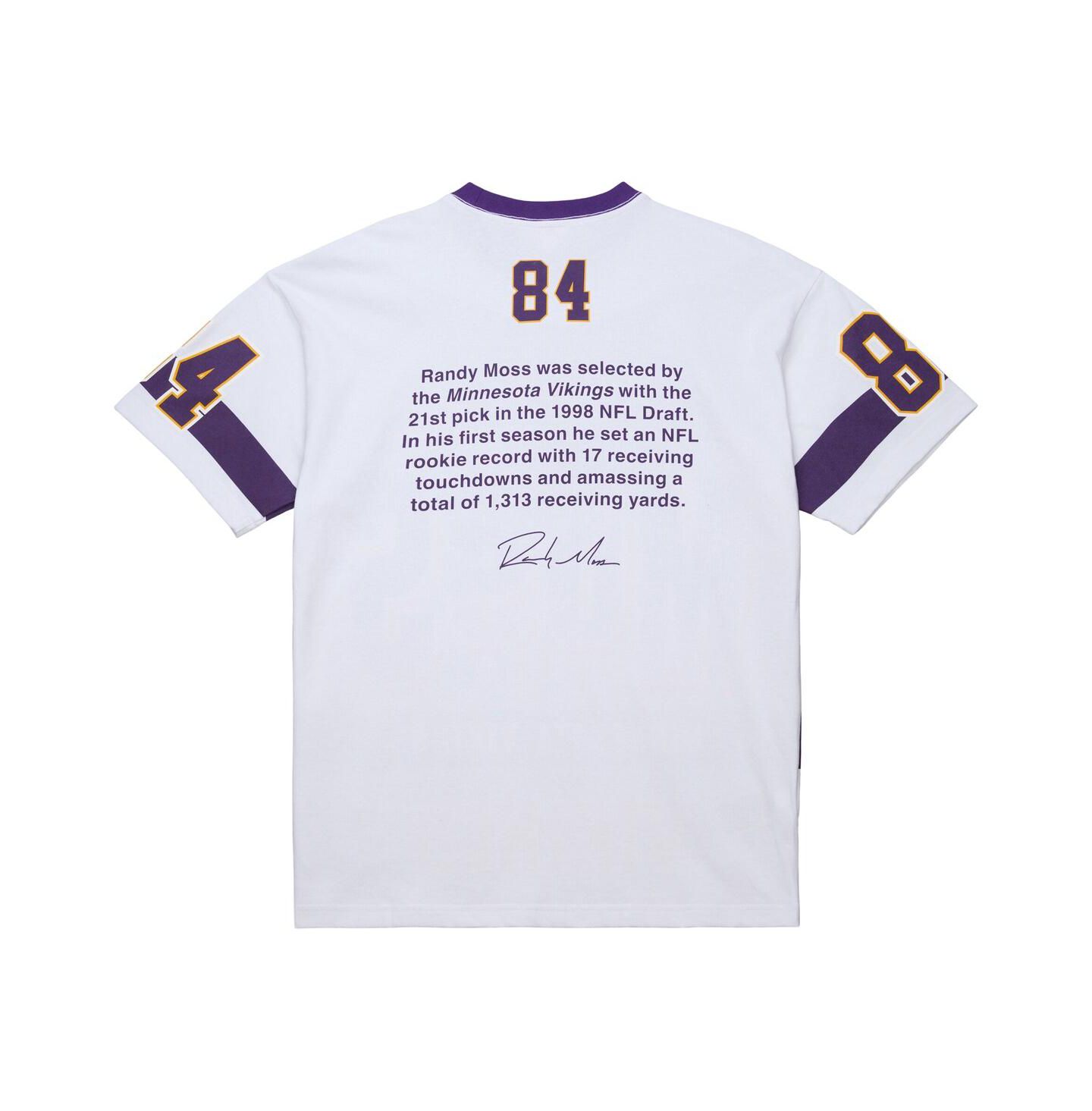 Мужская футболка Mitchell & Ness Randy Moss White Minnesota Vikings Name & Number Team Origins Vintage Logo — фото 3