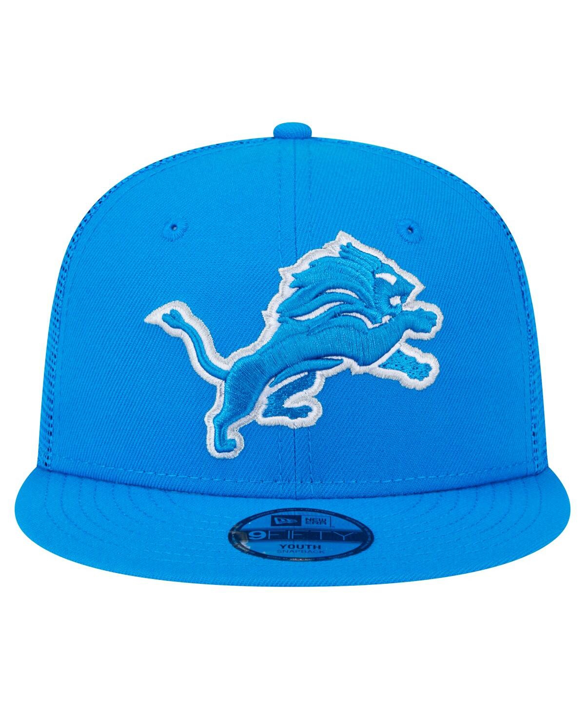 New Era Big Boys And Girls Blue Detroit Lions Main Trucker Snapback Hat In Blue