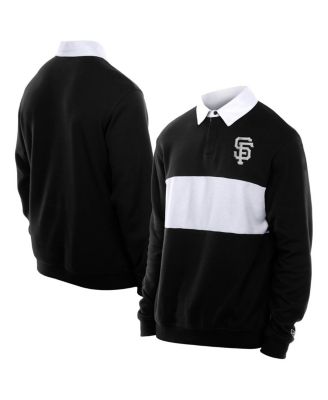 New Era - Men's Black San Francisco Giants Throwback Prep Color Block Rugby Polo Shirt