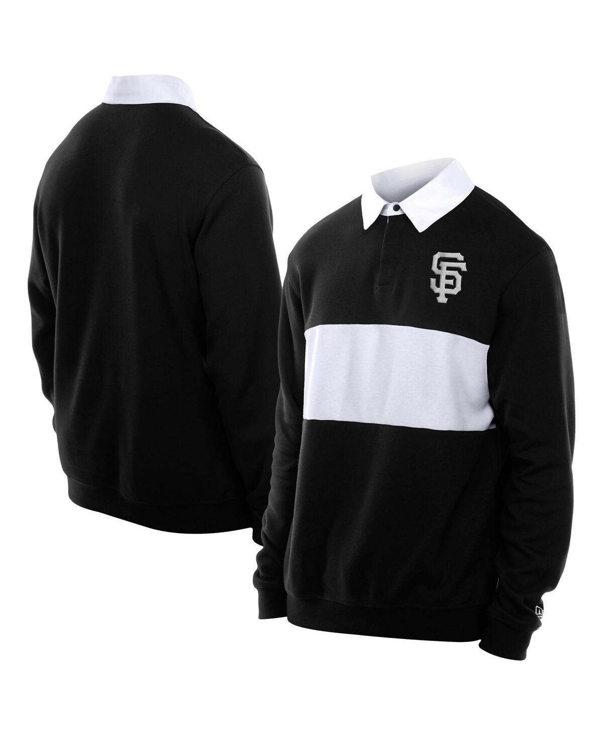Men's Black San Francisco Giants Throwback Prep Color Block Rugby Polo Shirt - Black