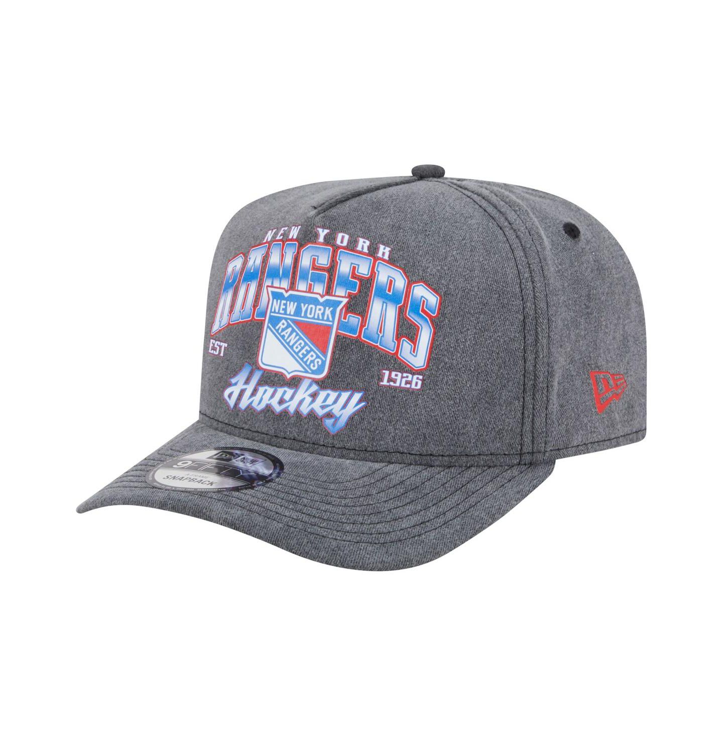 Мужская кепка New Era Charcoal New York Rangers Throwback Washed A-Frame Pre-Curved 9FIFTY Snapback Hat — фото 1