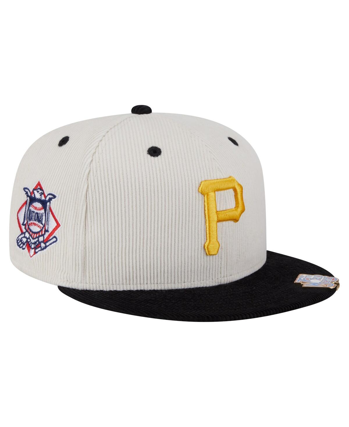 New Era Men's Cream/Black Pittsburgh Pirates Two-Tone Corduroy 59FIFTY Fitted Hat - Cream, Black