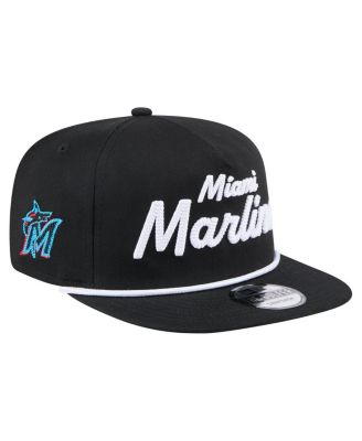 New Era - Men's Black Miami Marlins Team Text Golfer Snapback Hat