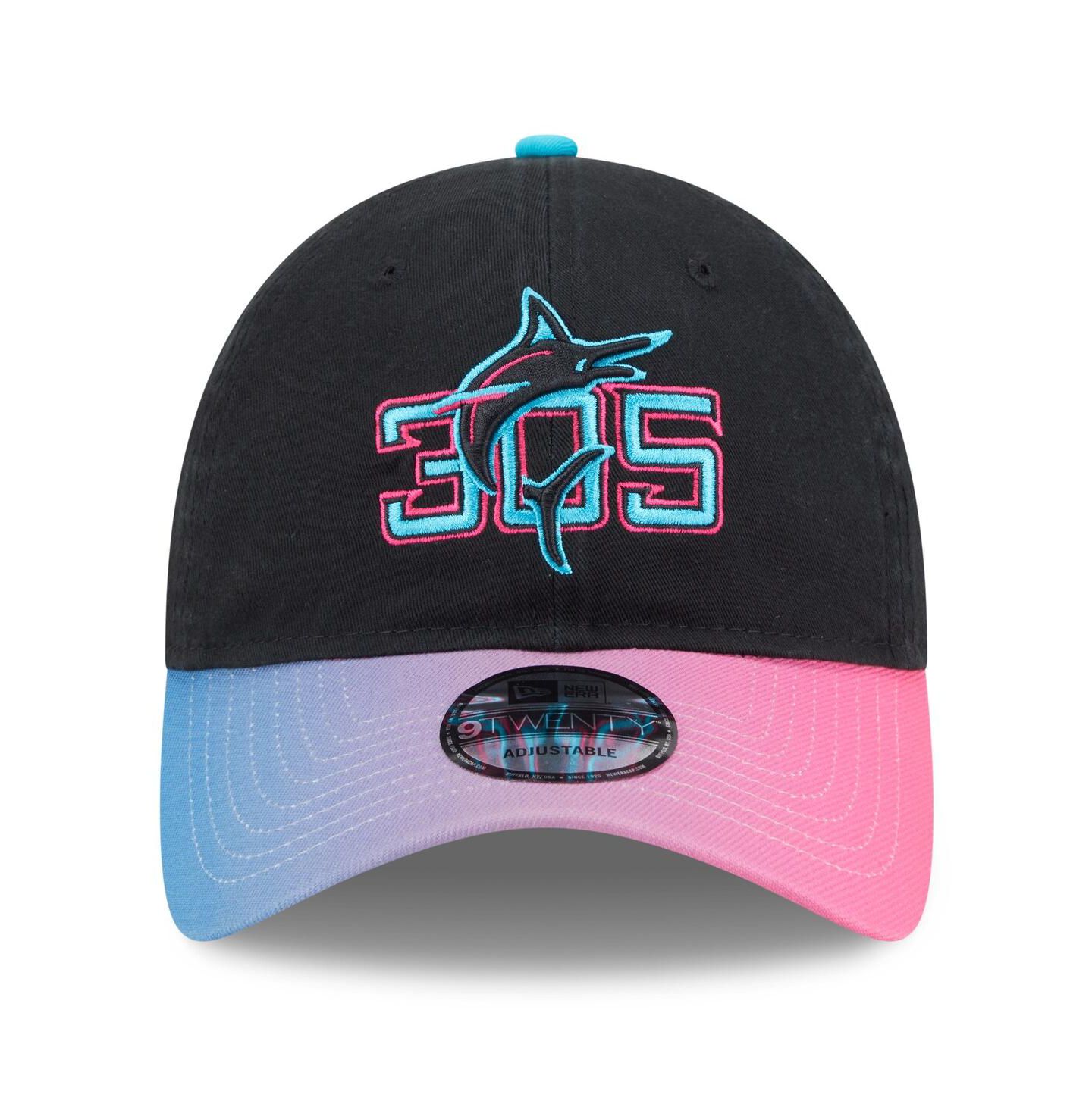 Мужская кепка New Era Black/Pink Miami Marlins 2025 City Connect 9TWENTY Adjustable Hat — фото 2