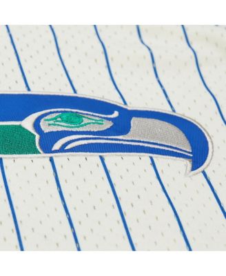 Men's Cream Seattle Seahawks Vintage Logo Final Seconds Full-Button Mesh Top