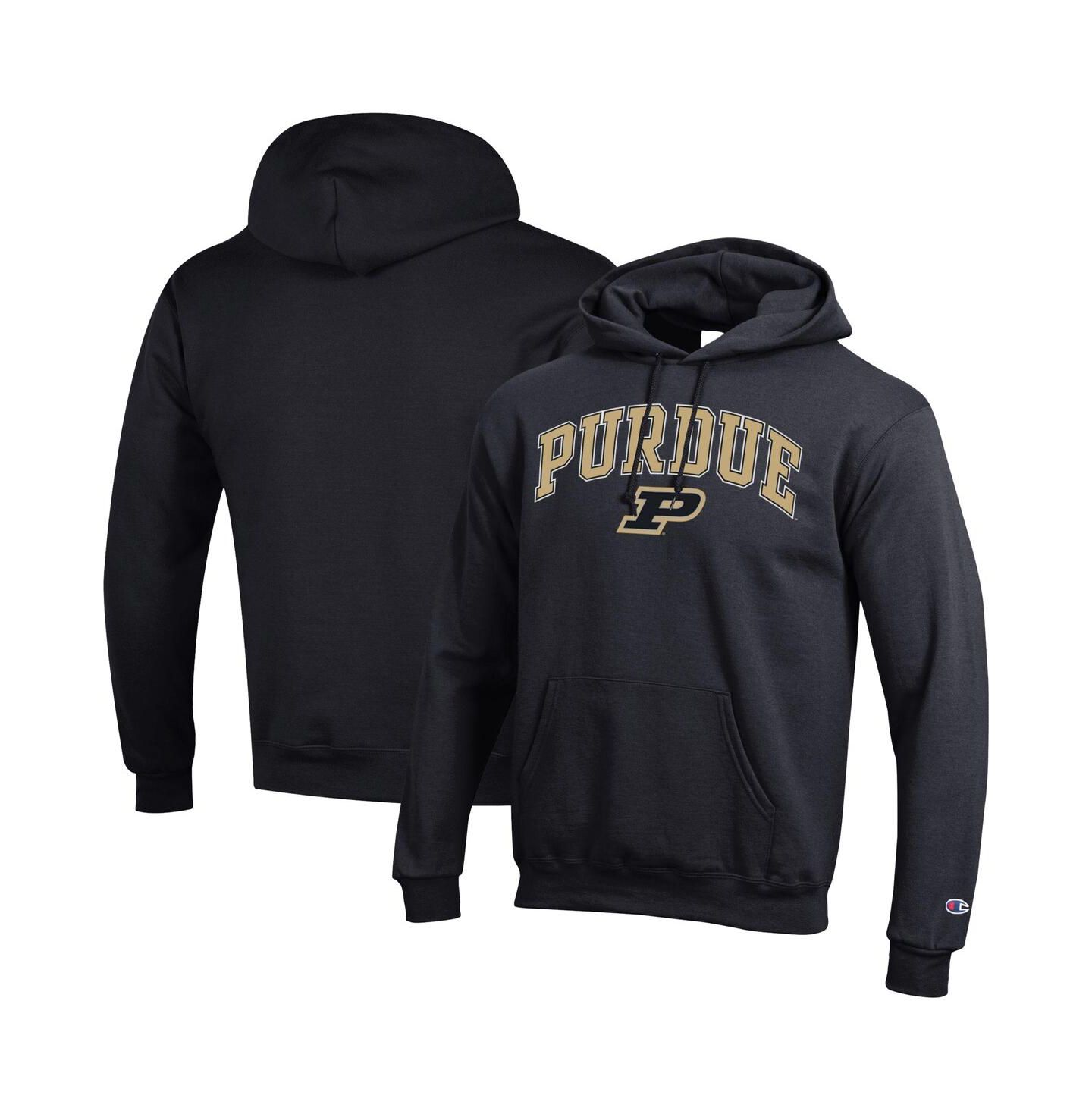 Мужское флисовое худи Champion Purdue Boilermakers с дугообразным логотипом, Black — фото 1