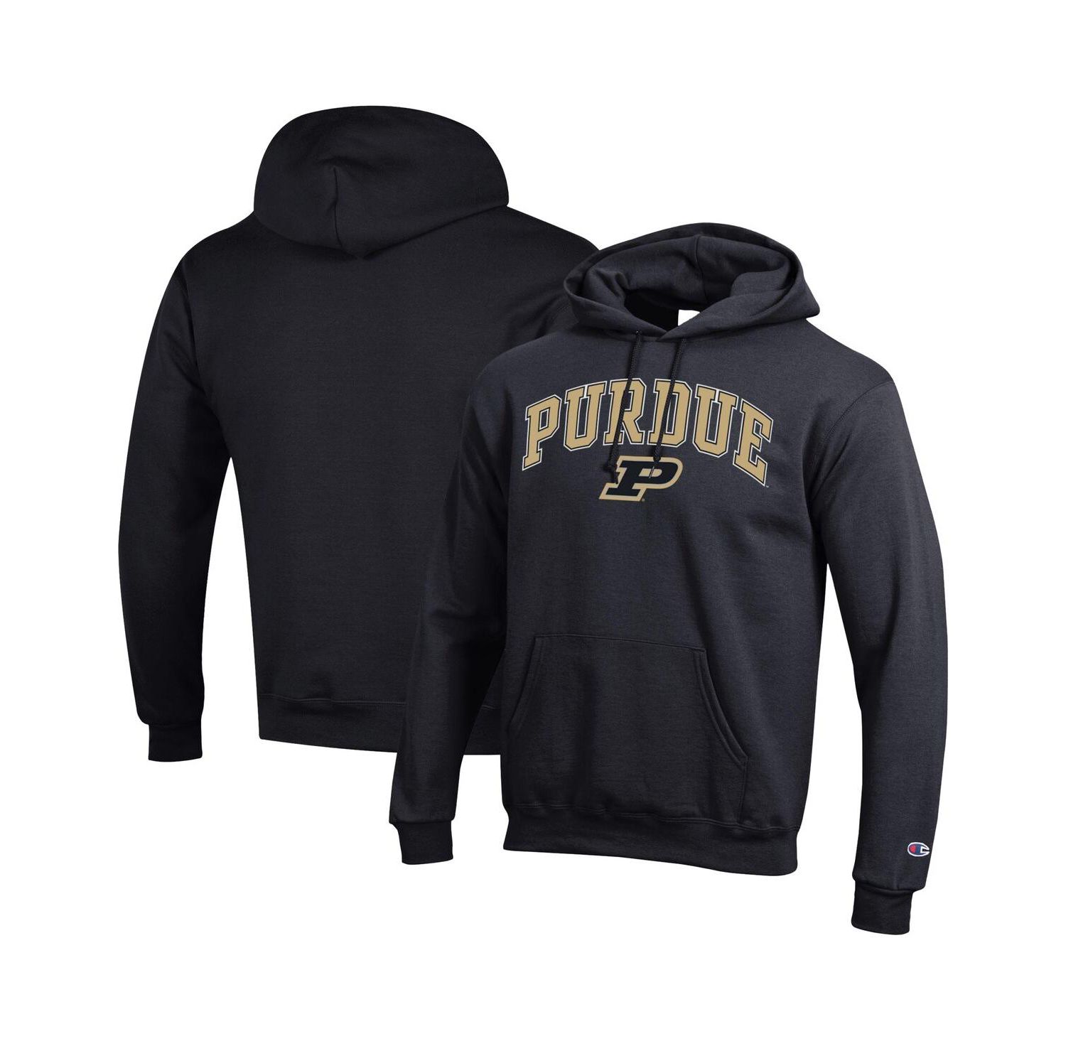 Men's Black Purdue Boilermakers Arched Logo Fleece Pullover Hoodie