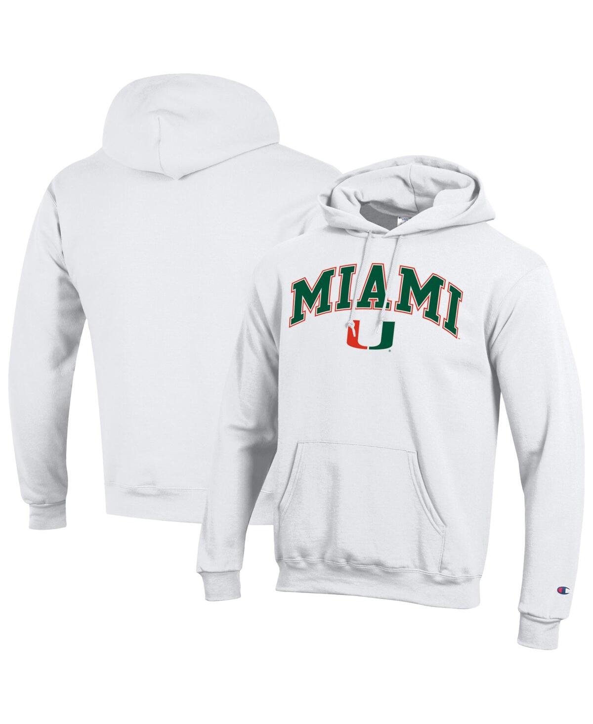 Champion Men's Champion Orange Miami Hurricanes Arch Over Logo Pullover Hoodie - White